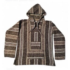 Artesanias‎ Baja Poncho Hoodie Pullover Mexico Unisex Size XL